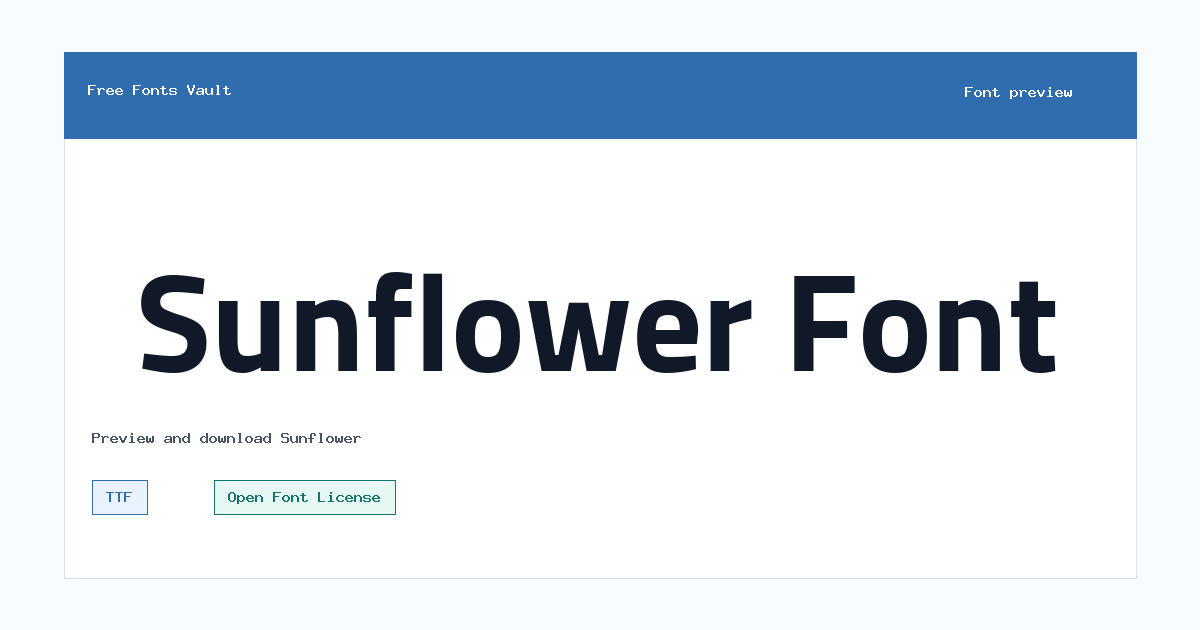 Sunflower font preview showing the family name