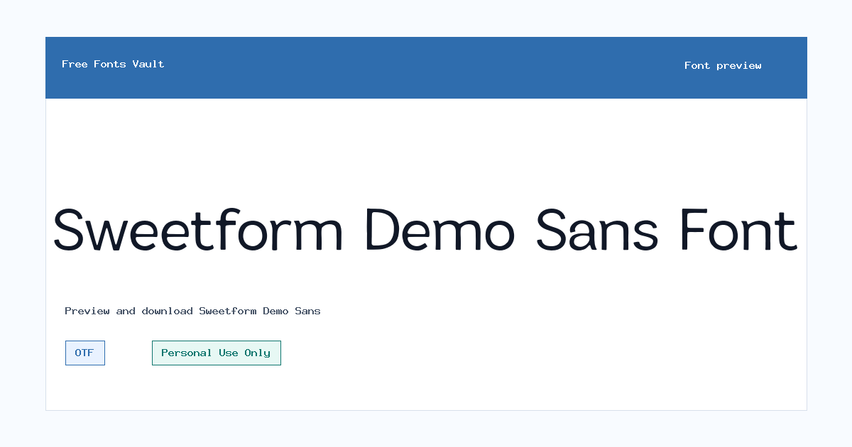 Sweetform Demo Sans font preview showing the family name