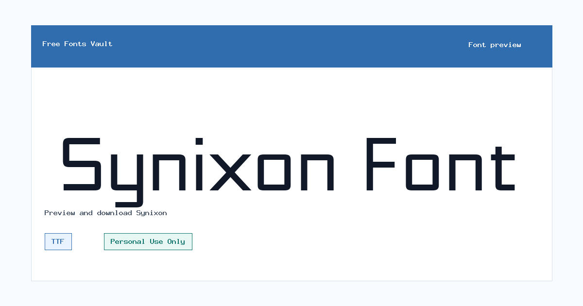 Synixon font preview showing the family name