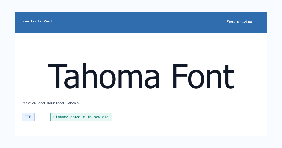 Tahoma font preview showing the family name
