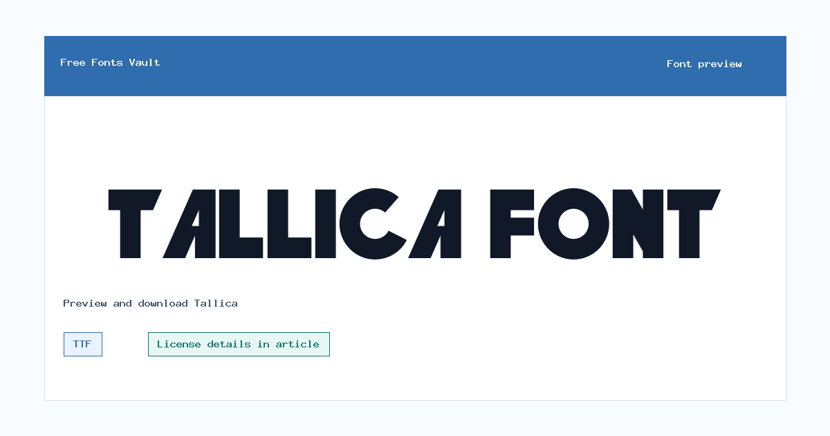 Tallica font preview showing the family name