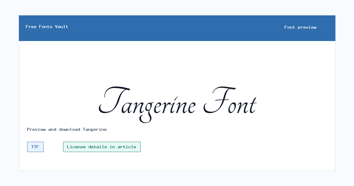 Tangerine font preview showing the family name