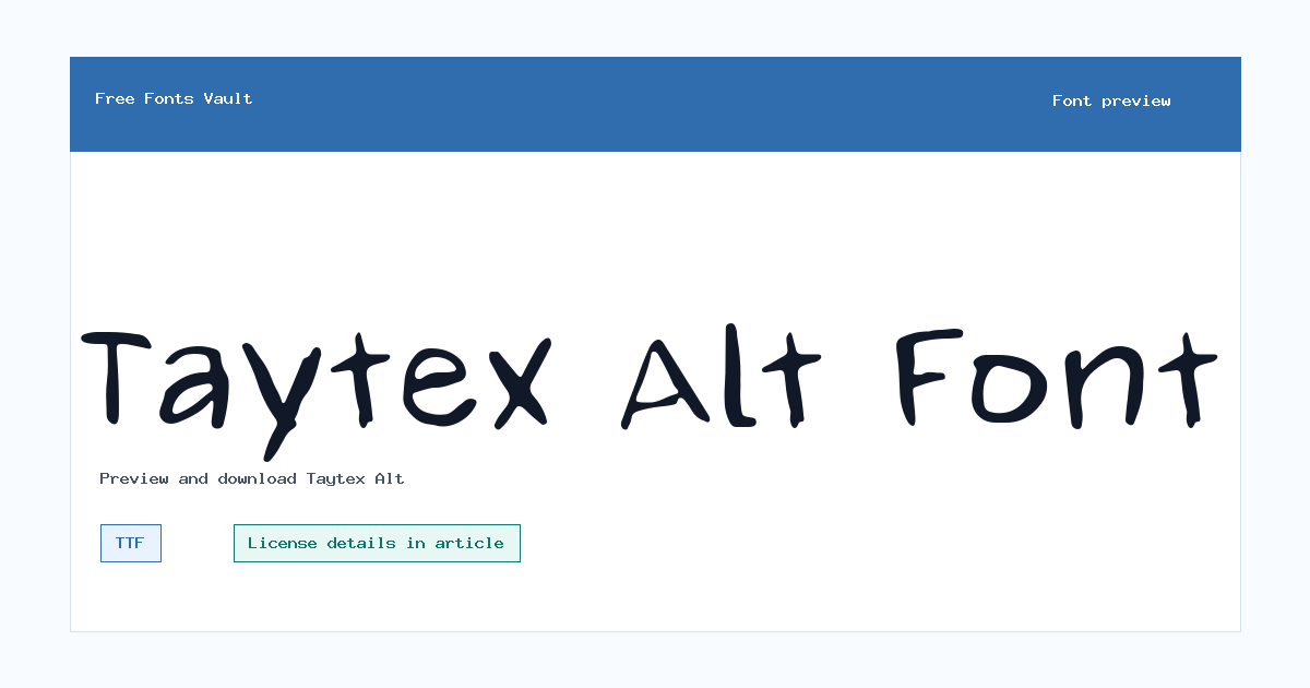 Taytex Alt font preview showing the family name