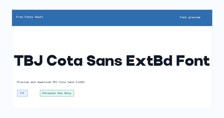 TBJ Cota Sans ExtBd font preview