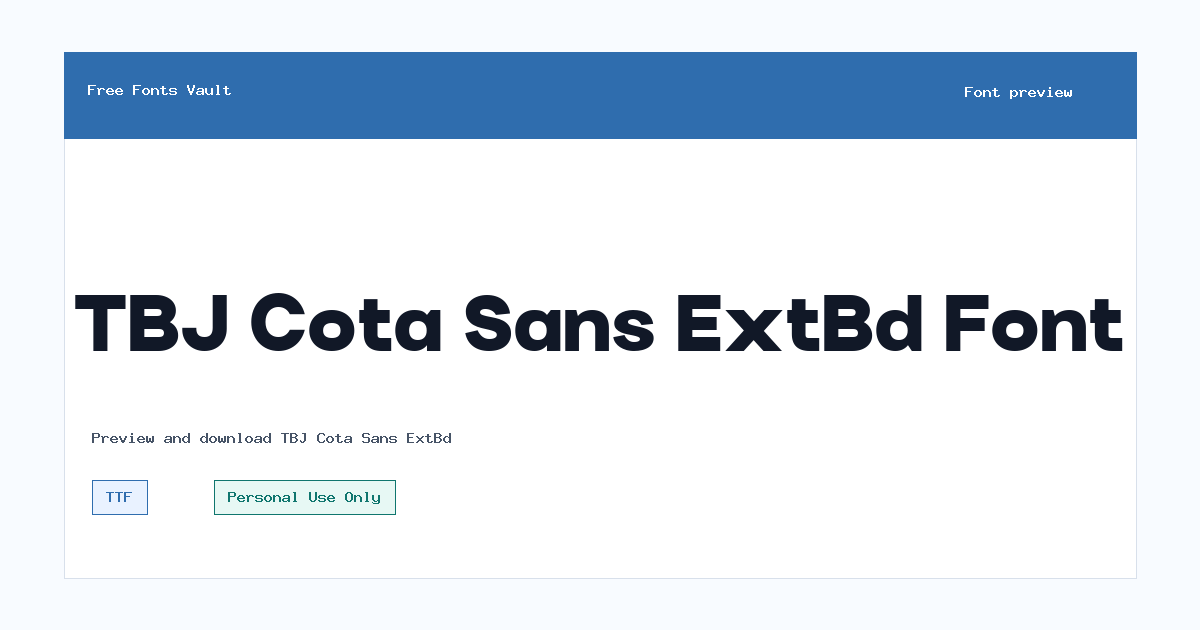 TBJ Cota Sans ExtBd font preview showing the family name