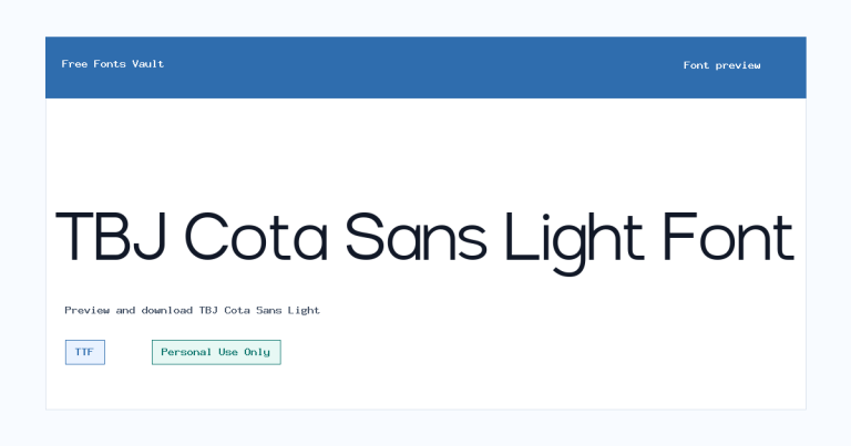TBJ Cota Sans Light font preview