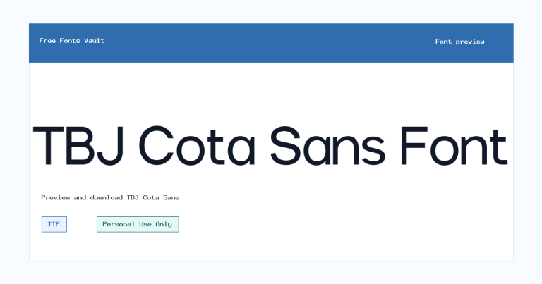 TBJ Cota Sans font preview
