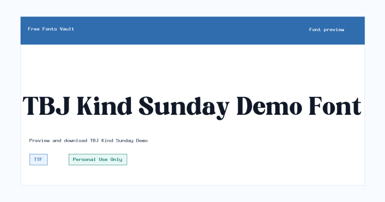 TBJ Kind Sunday Demo font preview