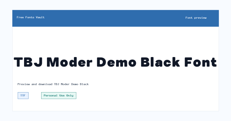 TBJ Moder Demo Black font preview