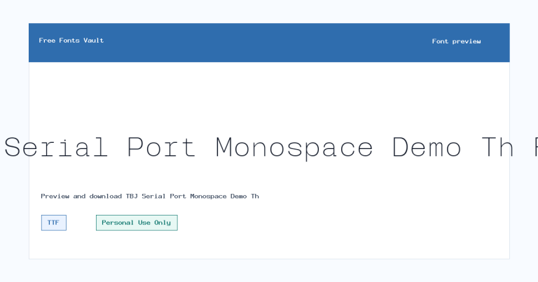 TBJ Serial Port Monospace Demo Th font preview
