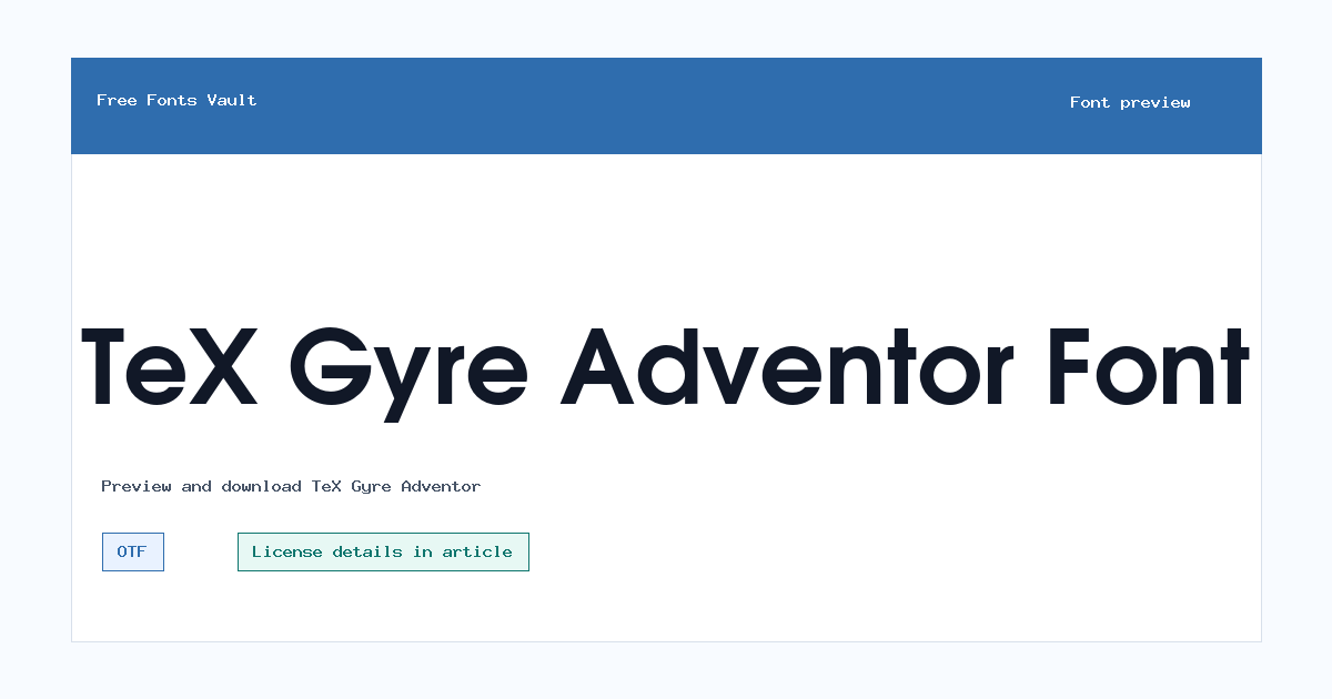 TeX Gyre Adventor font preview showing the family name