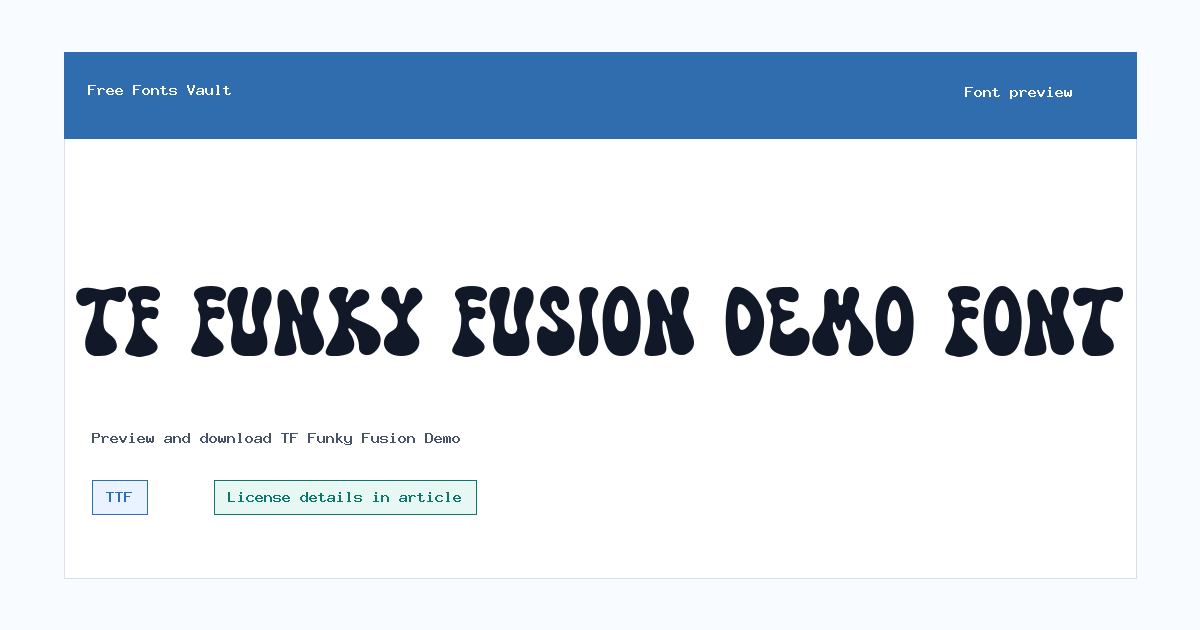 TF Funky Fusion Demo font preview showing the family name