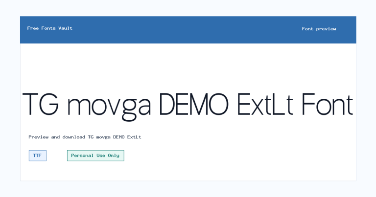 TG movga DEMO ExtLt font preview