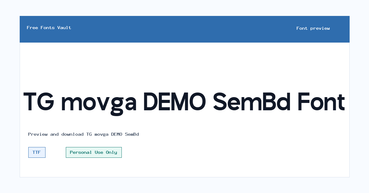 TG movga DEMO SemBd font preview showing the family name