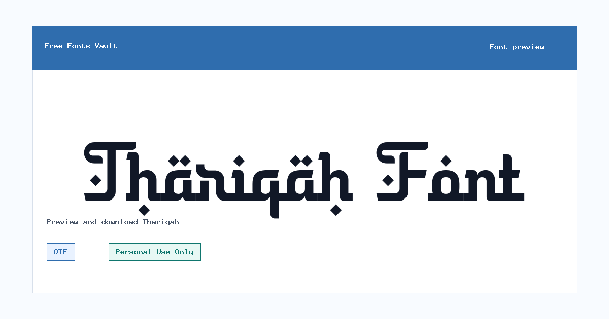 Thariqah font preview showing the family name