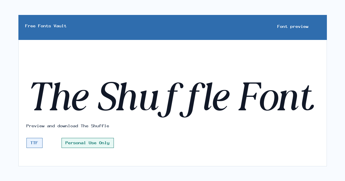 The Shuffle font preview showing the family name