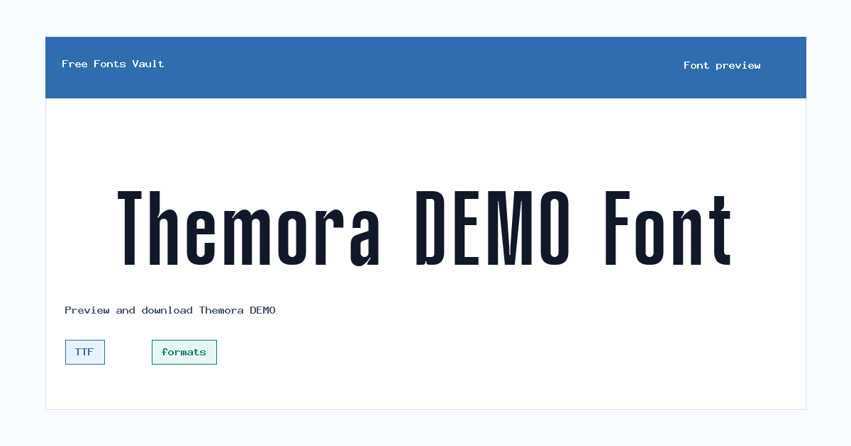 Themora DEMO font preview showing the family name