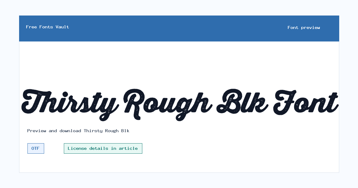 Thirsty Rough Blk font preview showing the family name