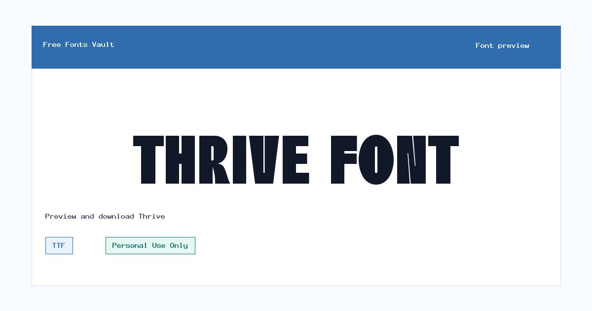 Thrive font preview showing the family name