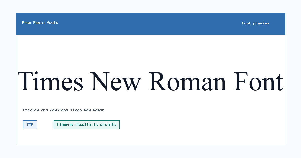 Times New Roman font preview showing the family name
