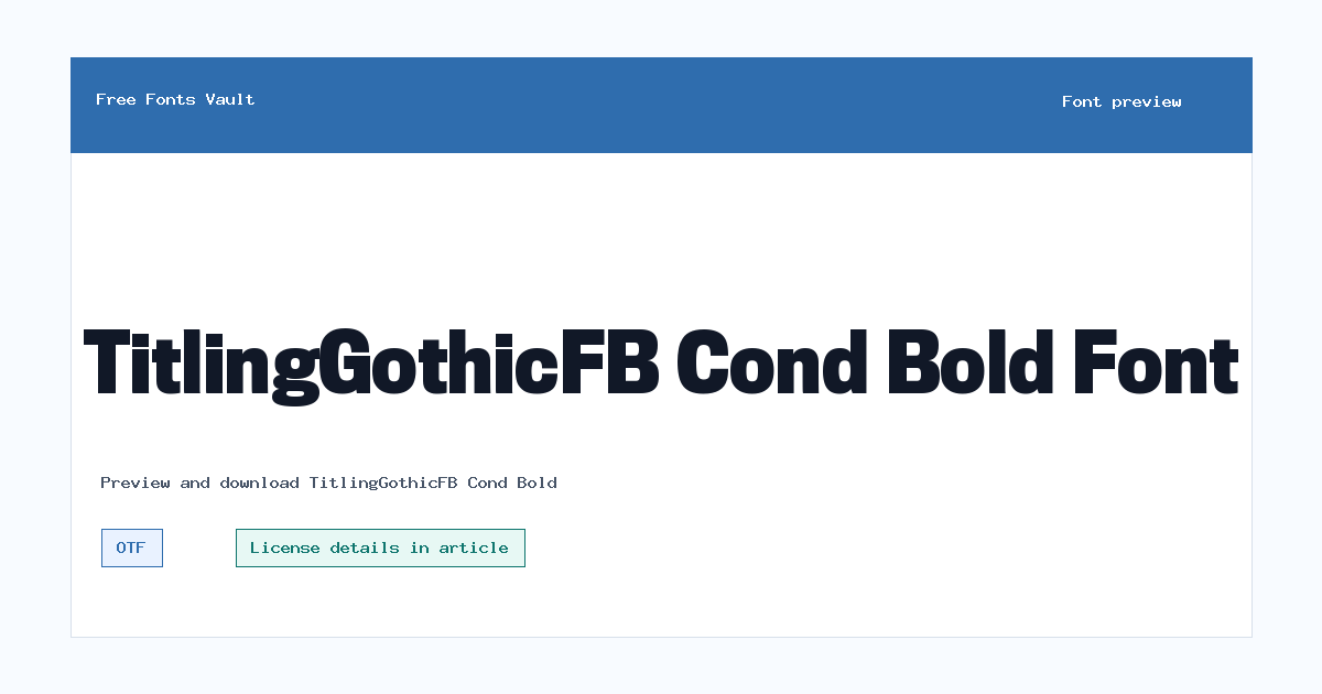 TitlingGothicFB Cond Bold font preview showing the family name