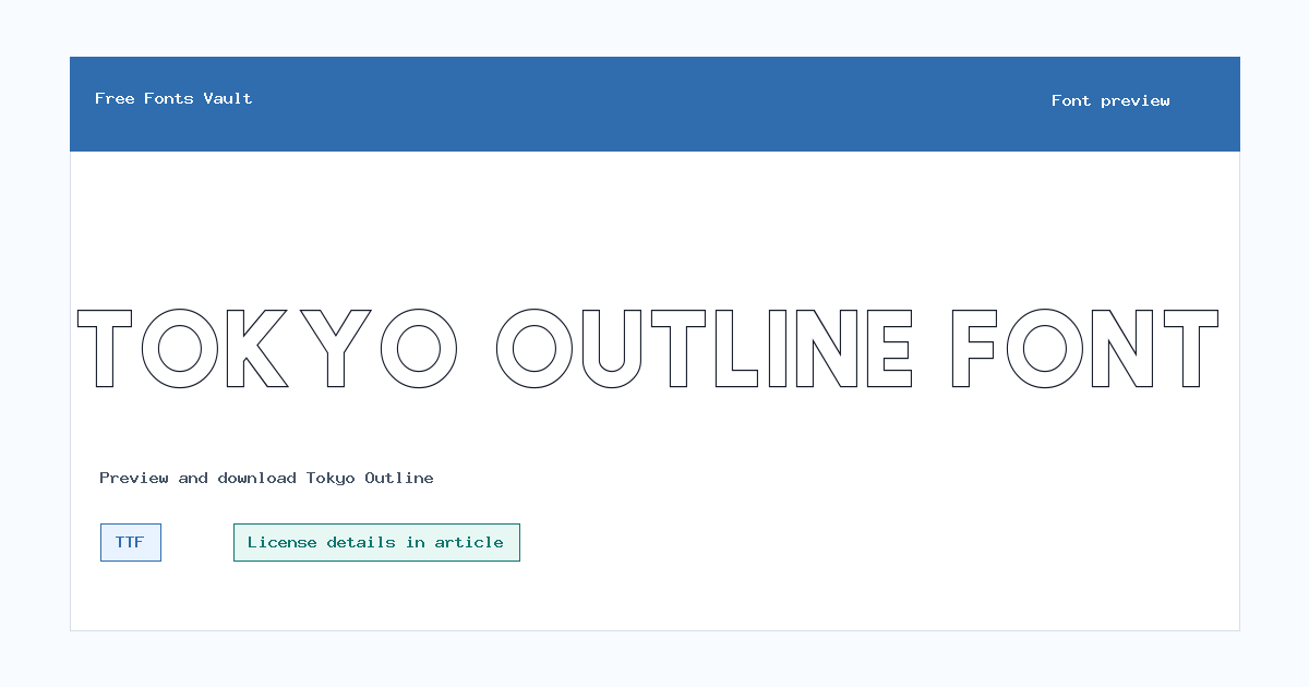 Tokyo Outline font preview showing the family name