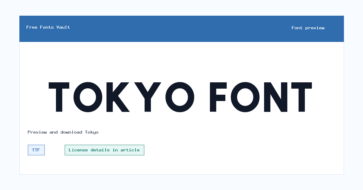 Tokyo font preview showing the family name