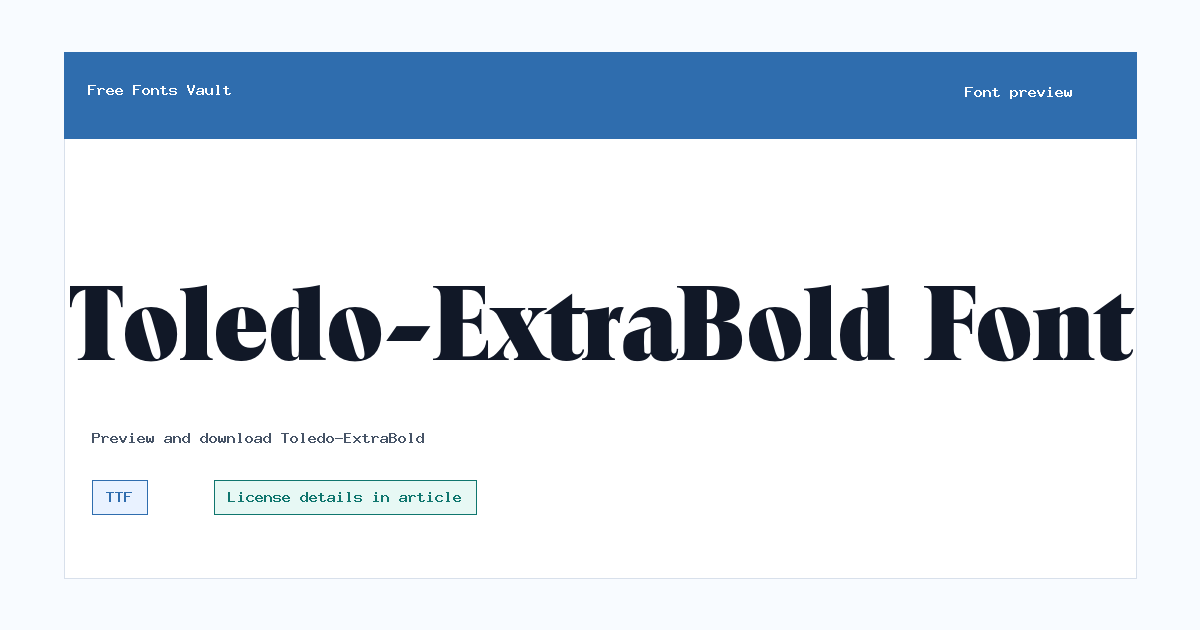 Toledo-ExtraBold font preview showing the family name