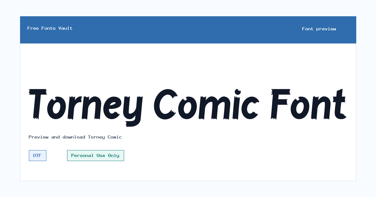 Torney Comic font preview showing the family name