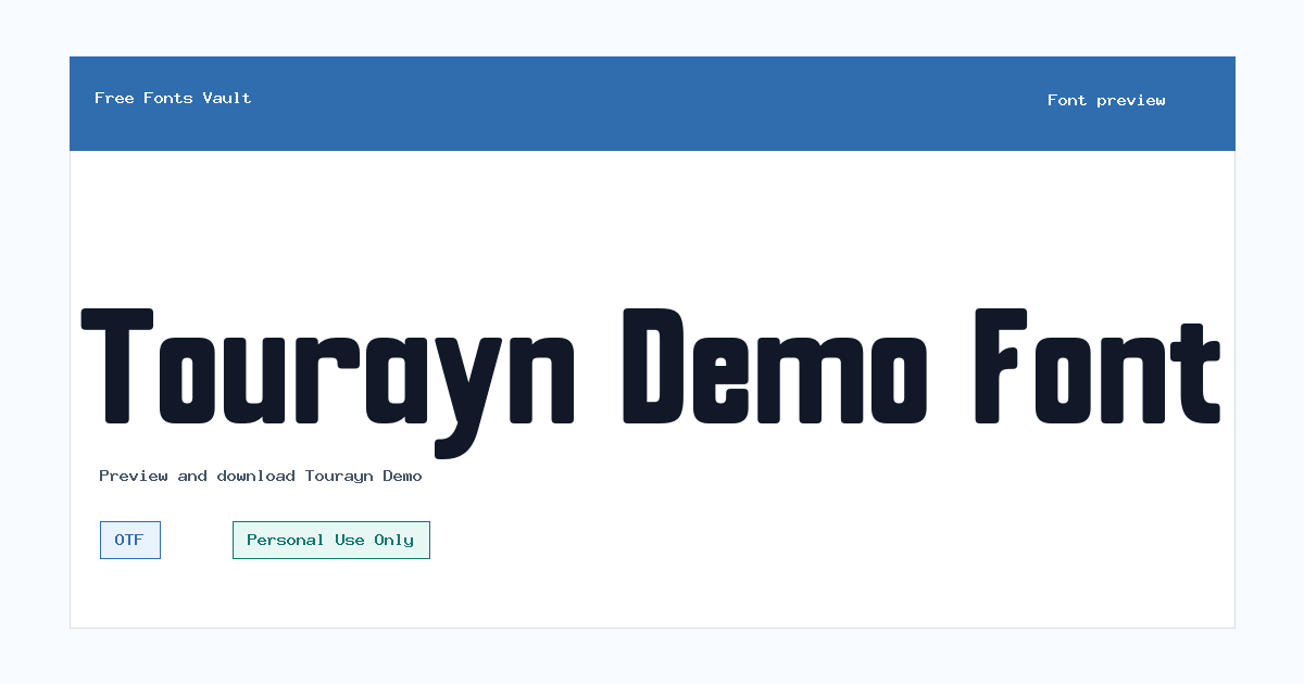 Tourayn Demo font preview showing the family name