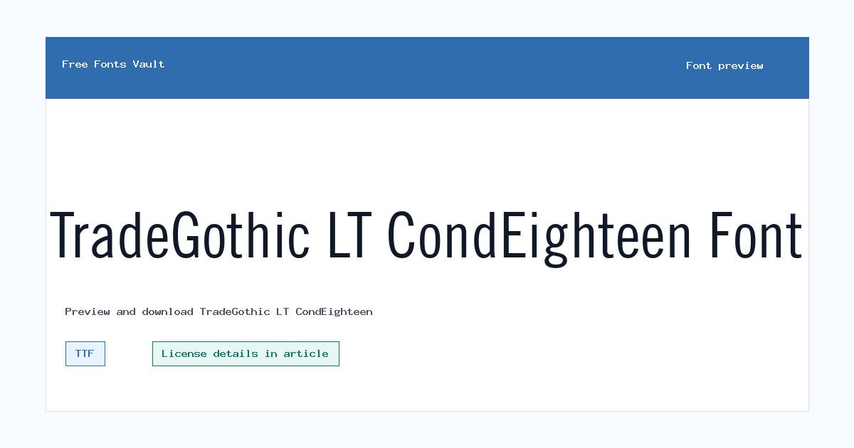 TradeGothic LT CondEighteen font preview showing the family name
