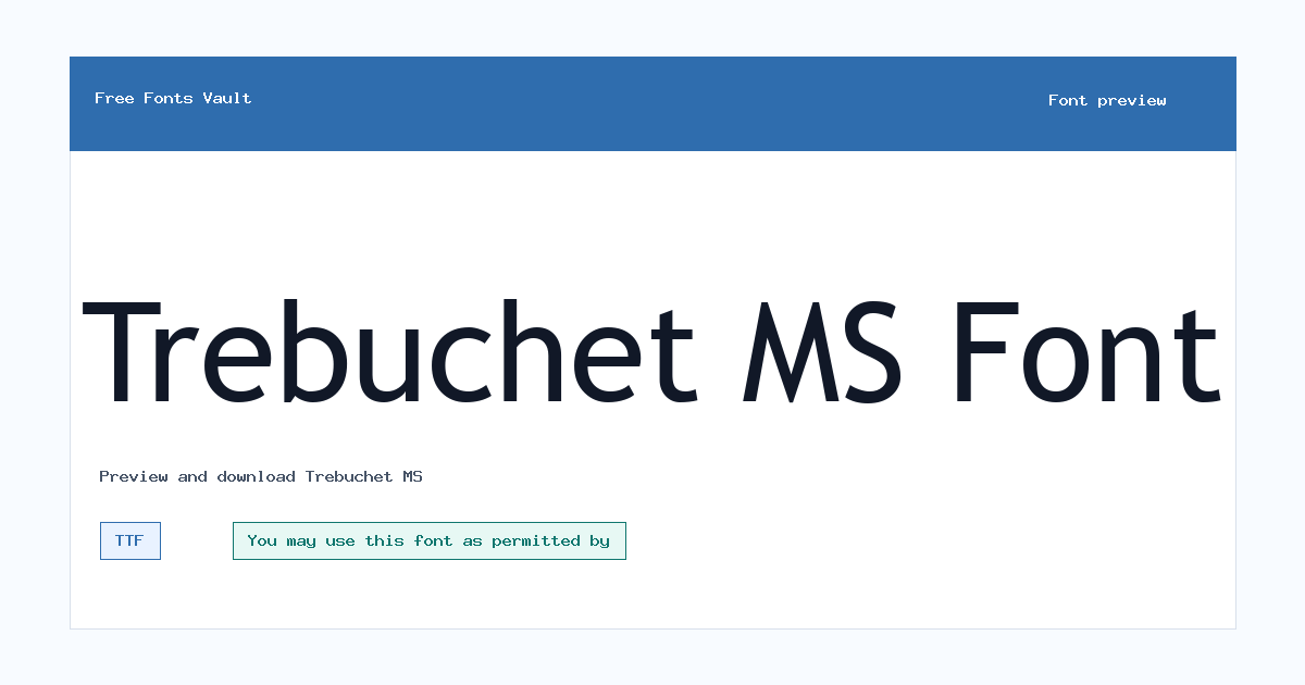 Trebuchet MS font preview showing the family name