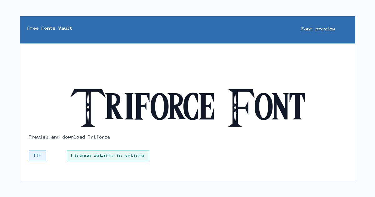 Triforce font preview showing the family name