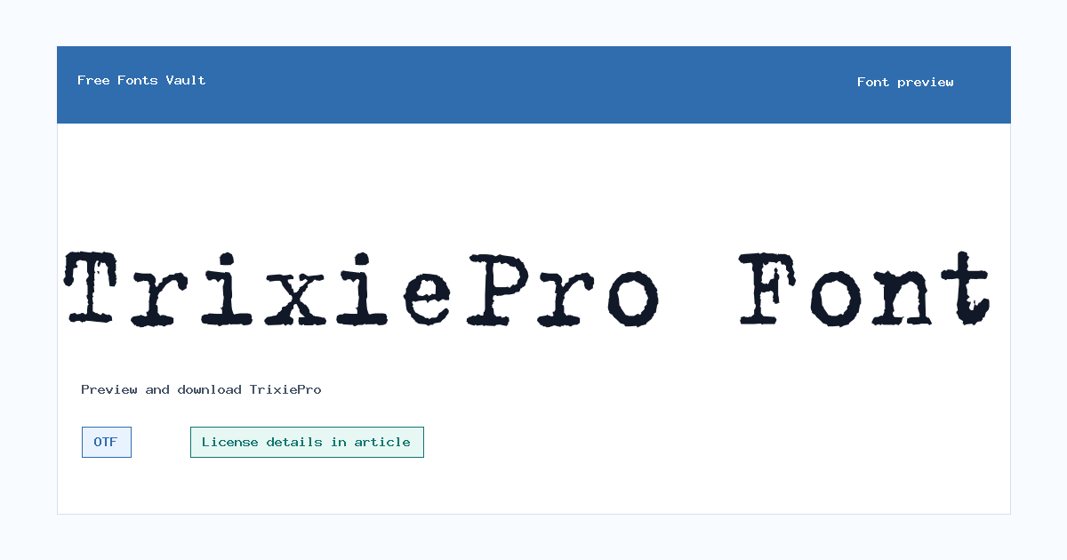 TrixiePro font preview showing the family name
