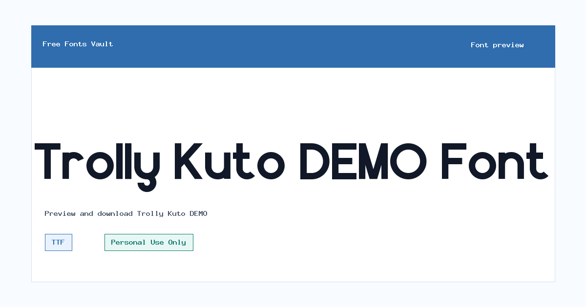 Trolly Kuto DEMO font preview showing the family name