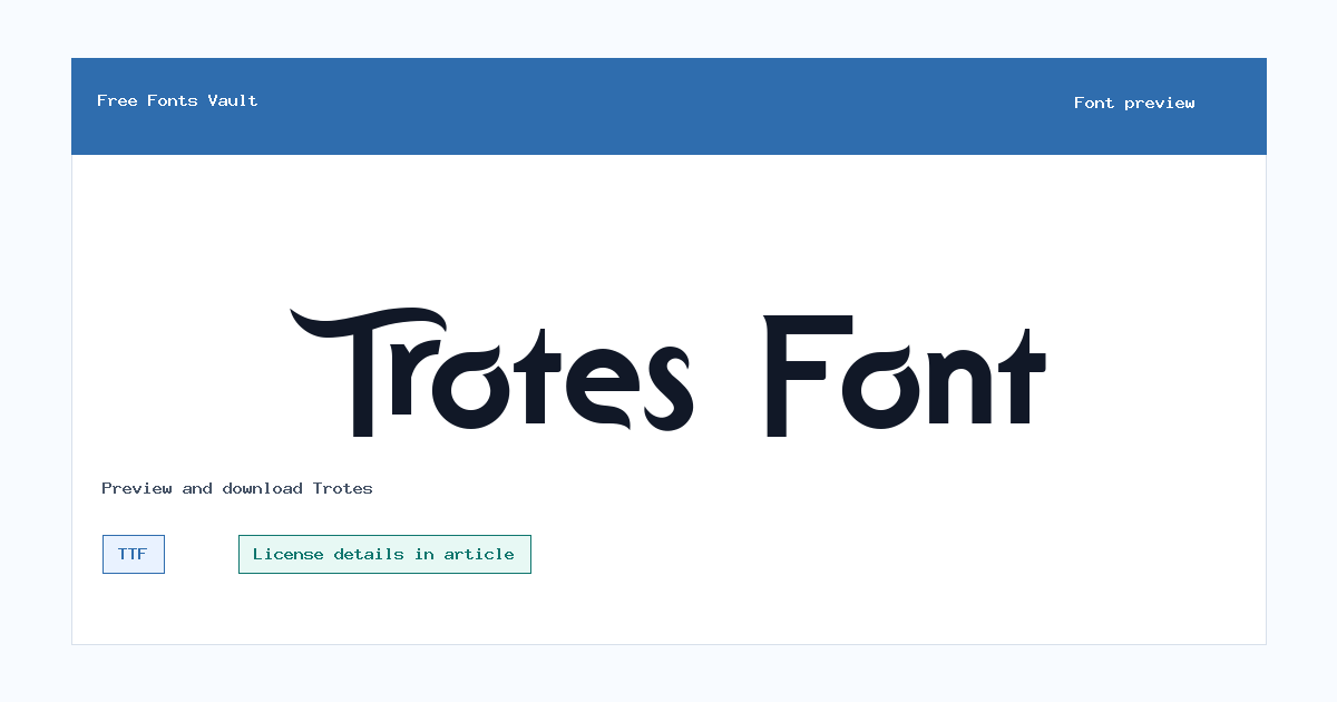Trotes font preview showing the family name