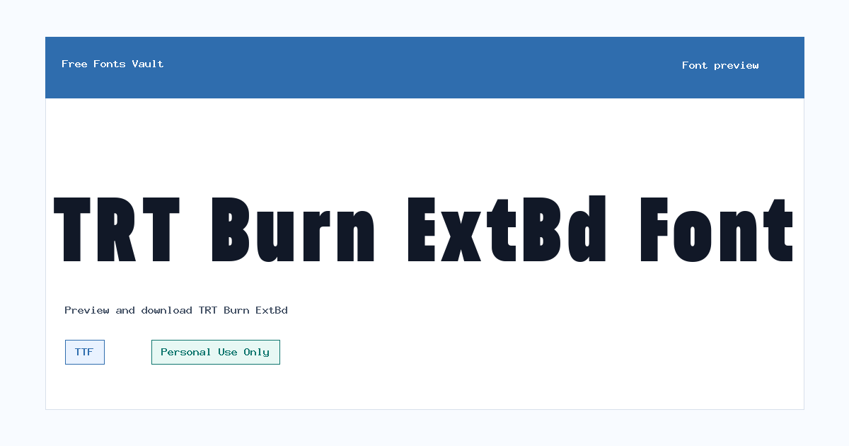 TRT Burn ExtBd font preview showing the family name