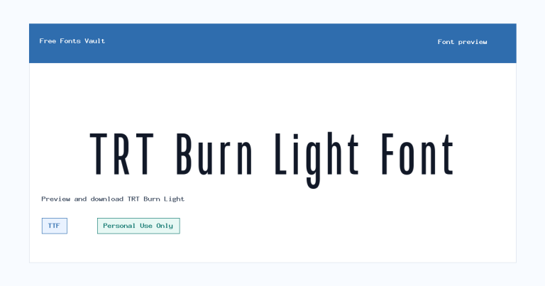 TRT Burn Light font preview