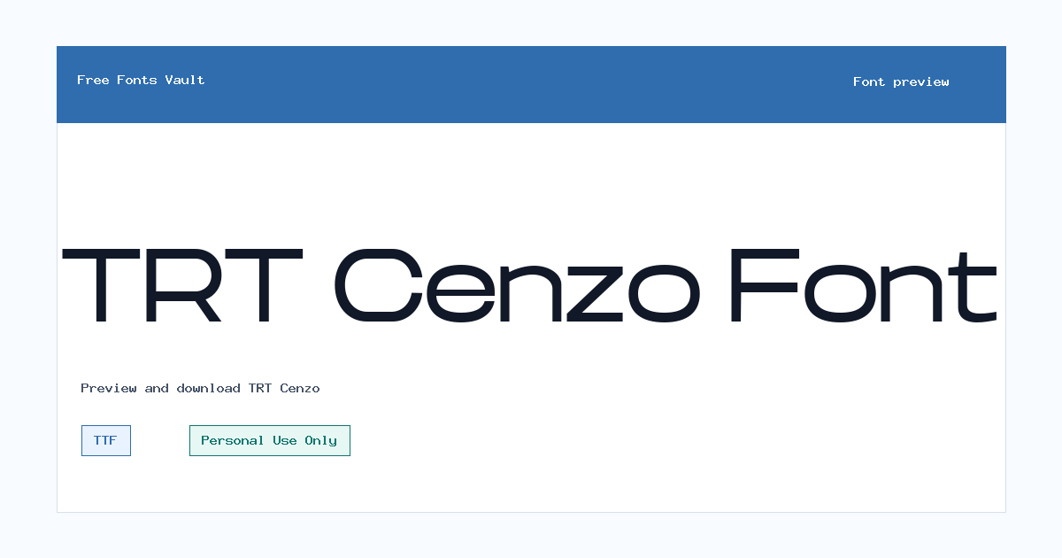 TRT Cenzo font preview showing the family name