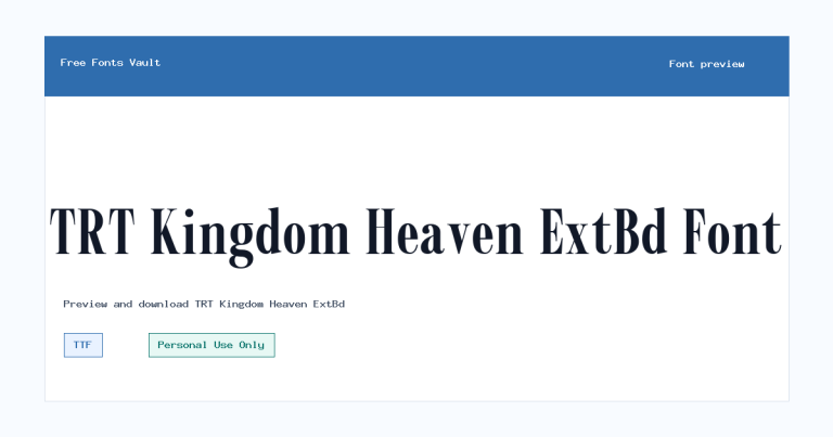 TRT Kingdom Heaven ExtBd font preview