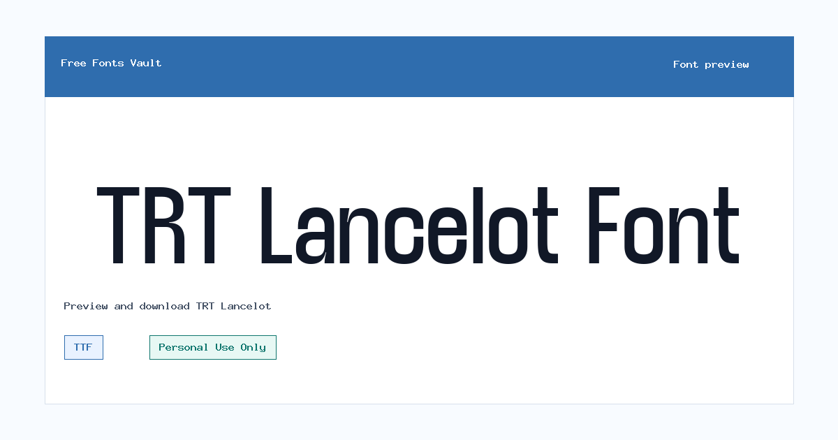 TRT Lancelot font preview showing the family name