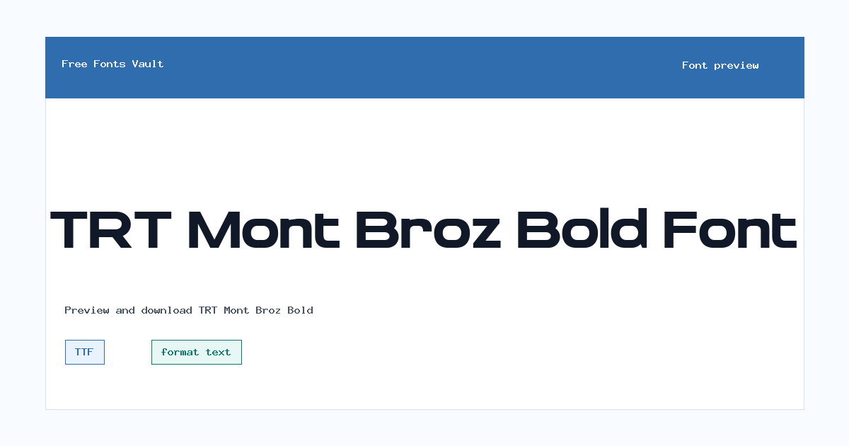 TRT Mont Broz Bold font preview showing the family name