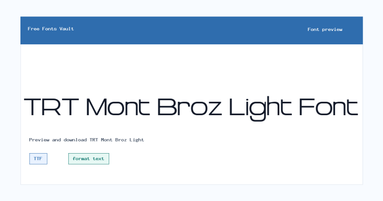 TRT Mont Broz Light font preview