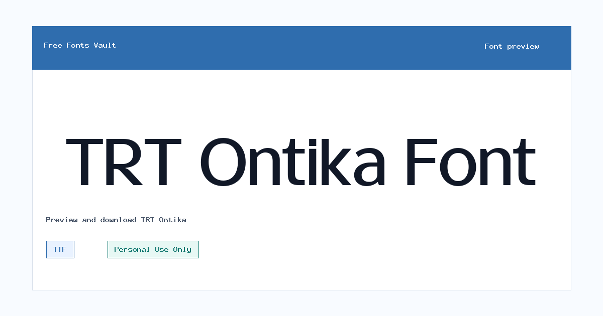 TRT Ontika font preview showing the family name