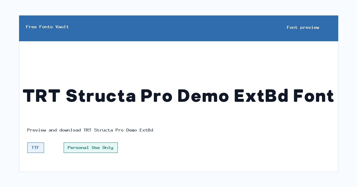 TRT Structa Pro Demo ExtBd font preview showing the family name