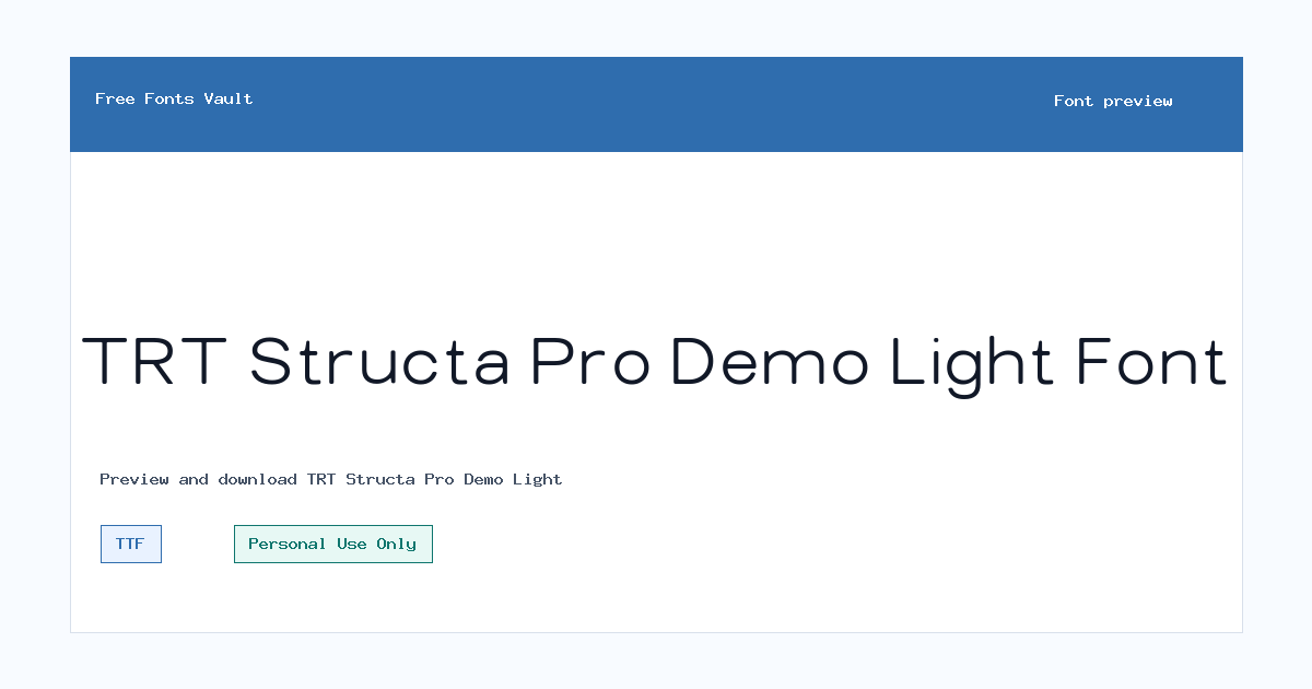TRT Structa Pro Demo Light font preview showing the family name