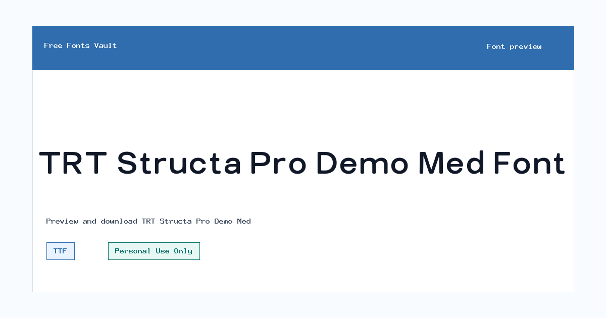 TRT Structa Pro Demo Med font preview showing the family name