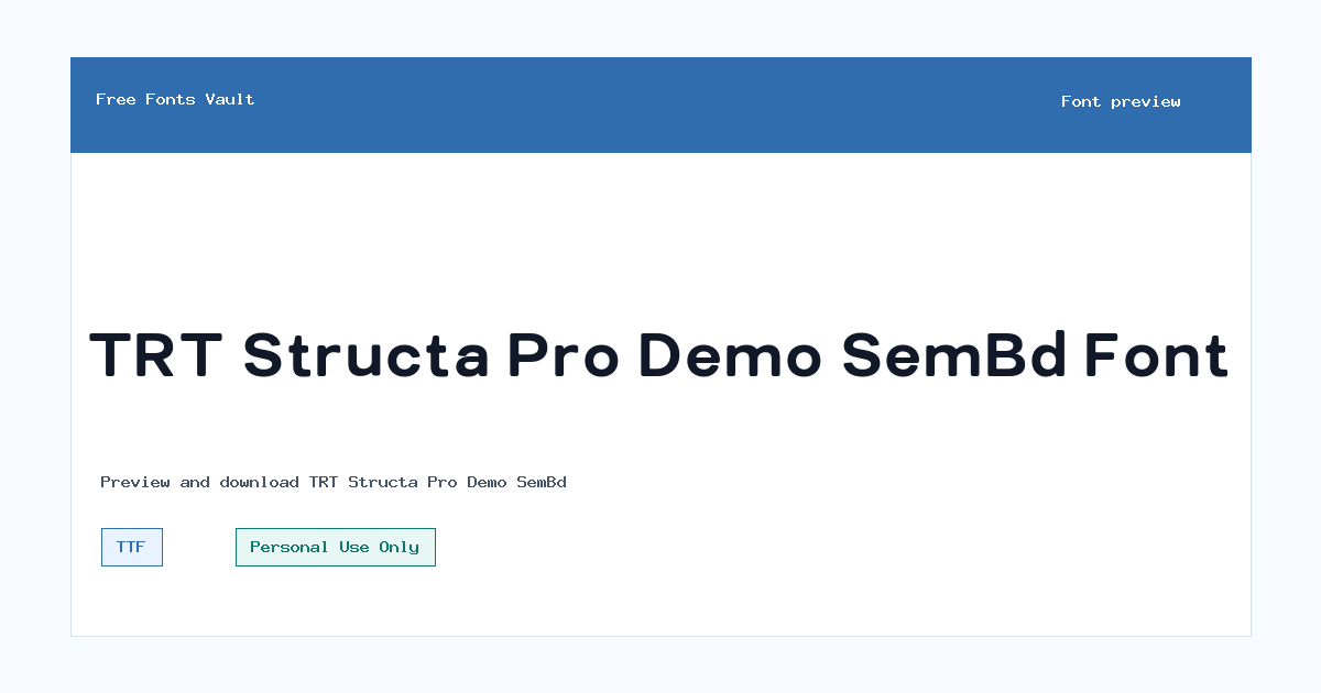 TRT Structa Pro Demo SemBd font preview showing the family name