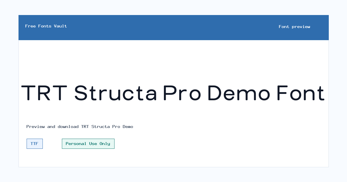 TRT Structa Pro Demo font preview showing the family name