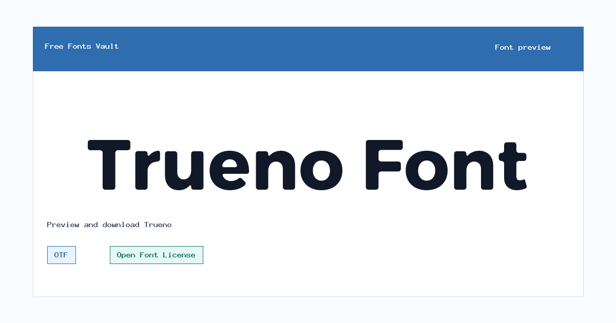 Trueno font preview showing the family name